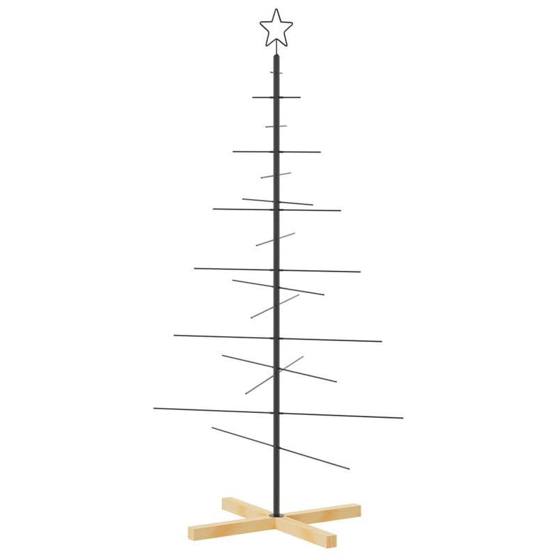 Load image into Gallery viewer, Vidaxl kerstdecoratie kerstboom met houten basis 150 cm metaal zwart