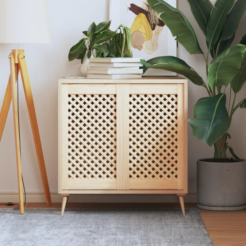 Load image into Gallery viewer, VidaXL Kastdeuren met latwerk 2 st 39,5x69 cm massief grenenhout