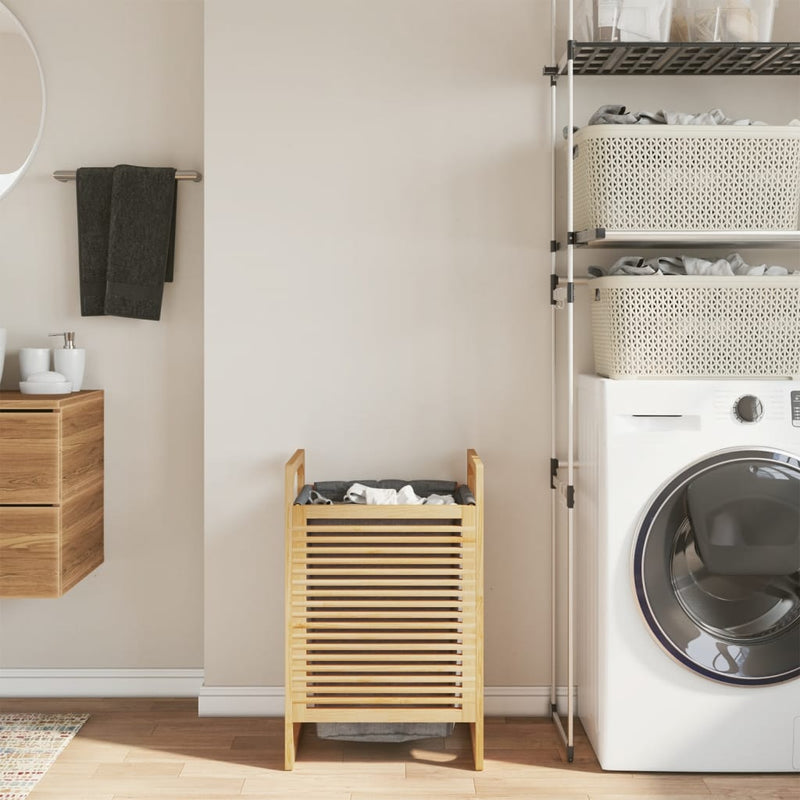 Load image into Gallery viewer, Vidaxl wasmand met grijze zak 32x30x36,5 cm bamboe