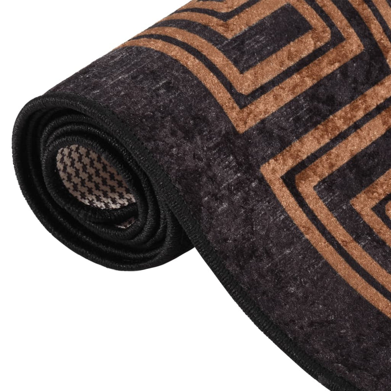 Load image into Gallery viewer, Vidaxl vloerkleed wasbaar anti-slip 150x230 cm zwart en goudkleurig