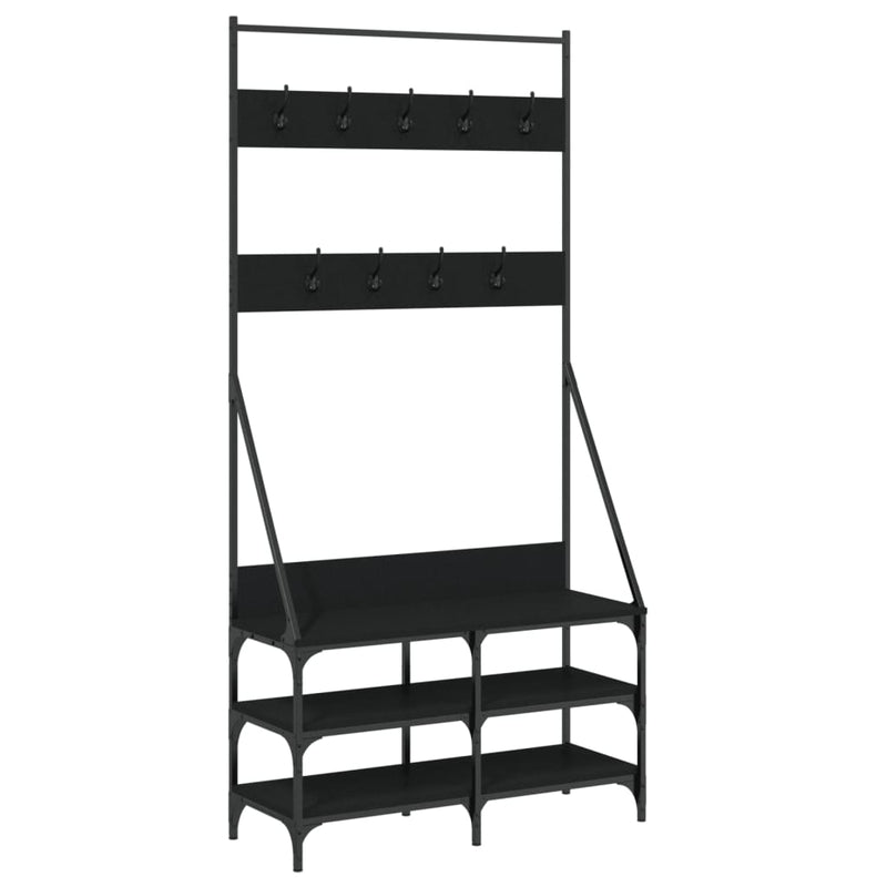 Load image into Gallery viewer, Vidaxl kledingrek met schoenenrek 90x34x184 cm zwart