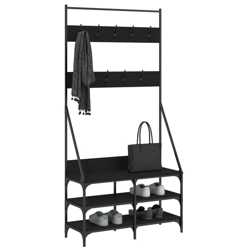 Load image into Gallery viewer, Vidaxl kledingrek met schoenenrek 90x34x184 cm zwart