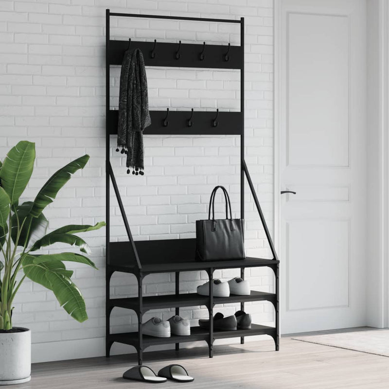 Load image into Gallery viewer, Vidaxl kledingrek met schoenenrek 90x34x184 cm zwart