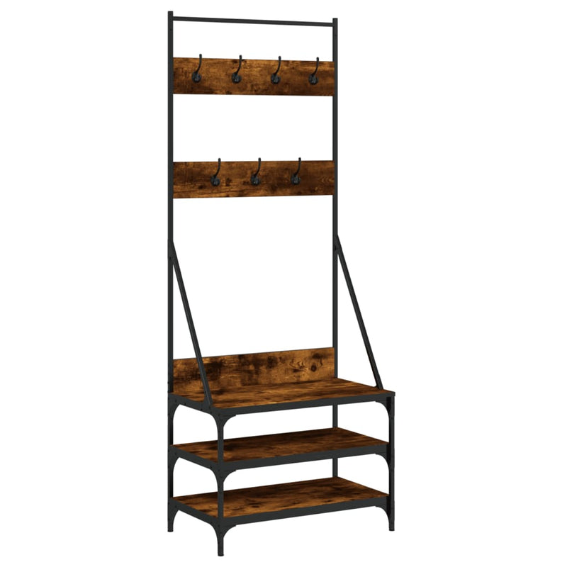 Load image into Gallery viewer, Vidaxl kledingrek met schoenenrek 70x40x184 cm gerookt eikenkleurig