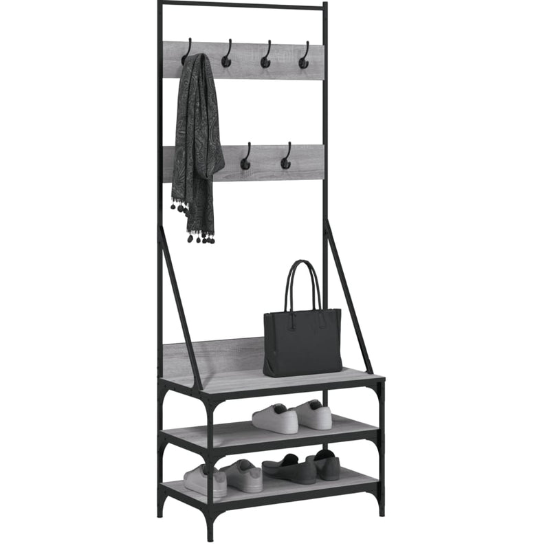 Load image into Gallery viewer, VidaXL Kledingrek met schoenenrek 70x40x184 cm grijs sonoma eikenkleur