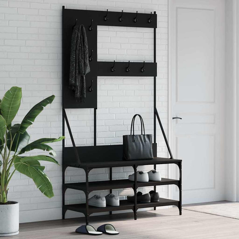 Afbeelding laden in galerijviewer, Vidaxl kledingrek met schoenenrek 100x40x184 cm zwart