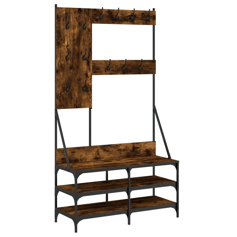 Load image into Gallery viewer, Vidaxl kledingrek met schoenenrek 100x40x184 cm gerookt eikenkleurig