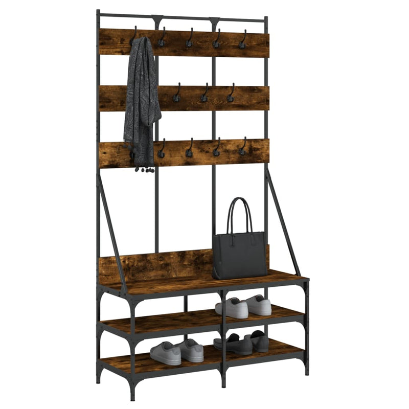 Load image into Gallery viewer, Vidaxl kledingrek met schoenenrek 100x40x184 cm gerookt eikenkleurig