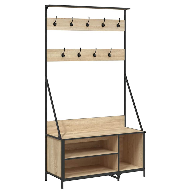 Load image into Gallery viewer, Vidaxl kledingrek met schoenenrek 100x41x184 cm sonoma eikenkleurig