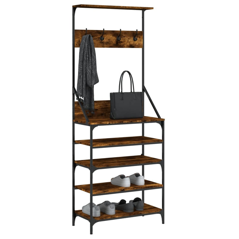 Load image into Gallery viewer, Vidaxl kledingrek met schoenenrek 70x34x184 cm gerookt eikenkleurig