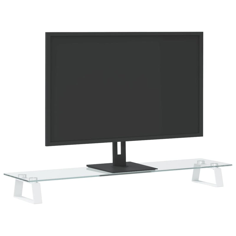 Load image into Gallery viewer, Vidaxl monitorstandaard 80x20x8 cm gehard glas en metaal wit