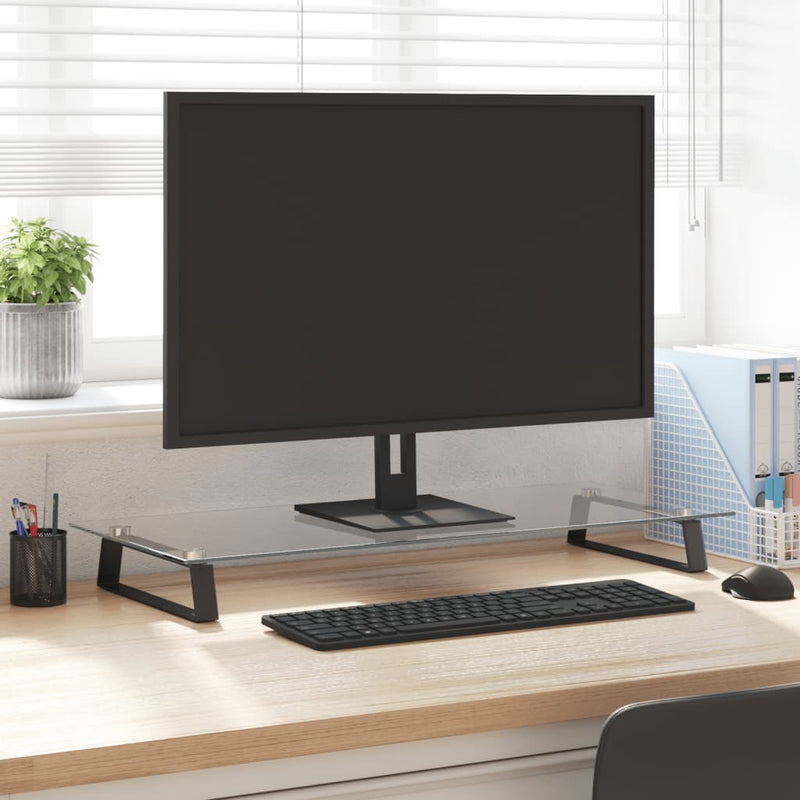 Load image into Gallery viewer, Vidaxl monitorstandaard 80x35x8 cm gehard glas en metaal zwart
