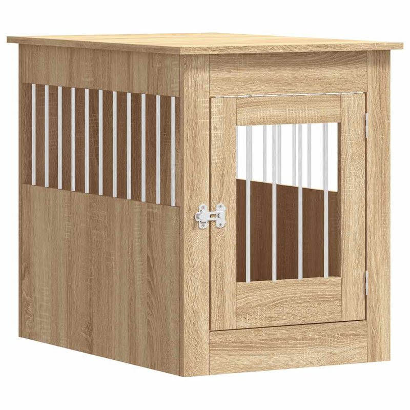 Afbeelding laden in galerijviewer, Vidaxl hondenbench 55 x 80 x 68 cm bewerkt hout sonoma eikenkleurig