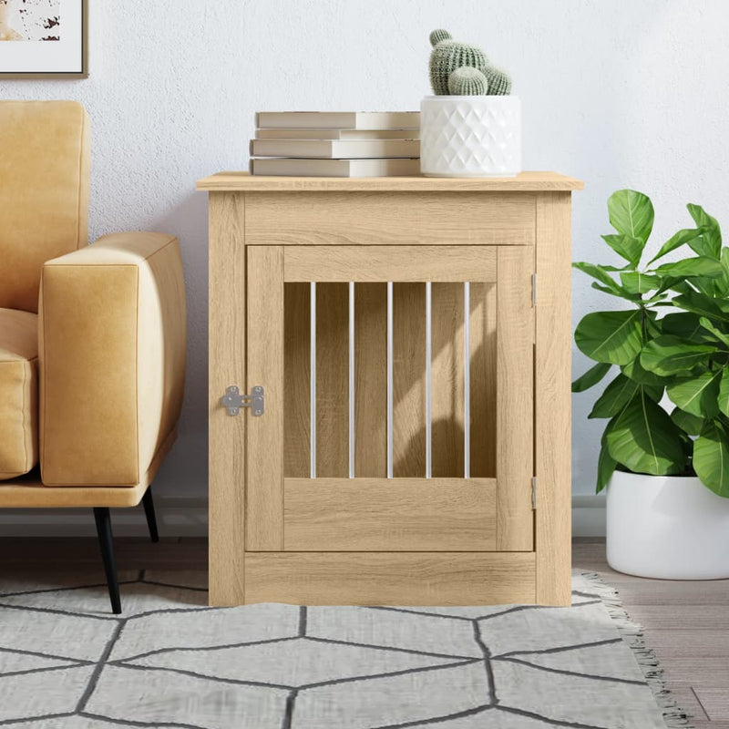 Afbeelding laden in galerijviewer, Vidaxl hondenbench 64,5x80x71 cm bewerkt hout sonoma eikenkleurig