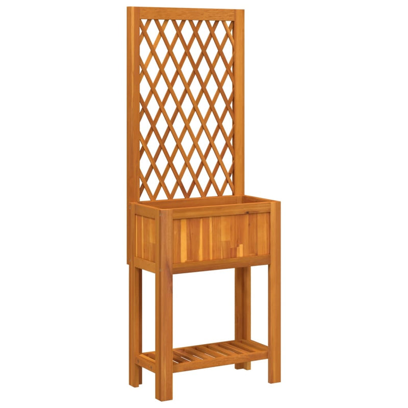 Load image into Gallery viewer, Vidaxl plantenbak met latwerk en schap 55x29,5x152 cm acaciahout