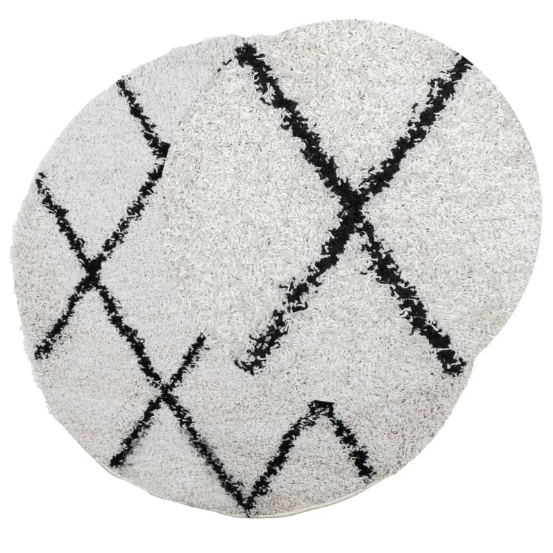 Load image into Gallery viewer, Vidaxl vloerkleed pamplona shaggy hoogpolig ø 160 cm crème en zwart