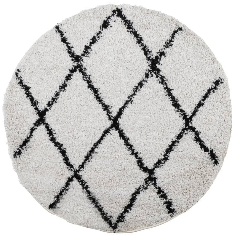 Load image into Gallery viewer, Vidaxl vloerkleed pamplona shaggy hoogpolig ø 240 cm crème en zwart