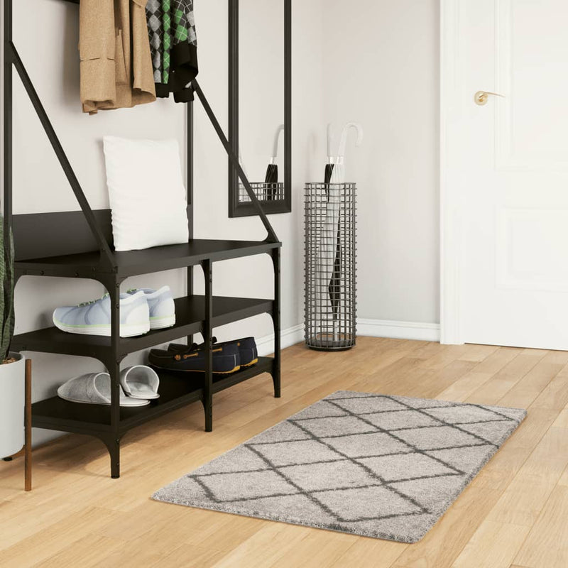 Load image into Gallery viewer, Vidaxl vloerkleed pamplona shaggy hoogpolig 60x110 cm beige antraciet