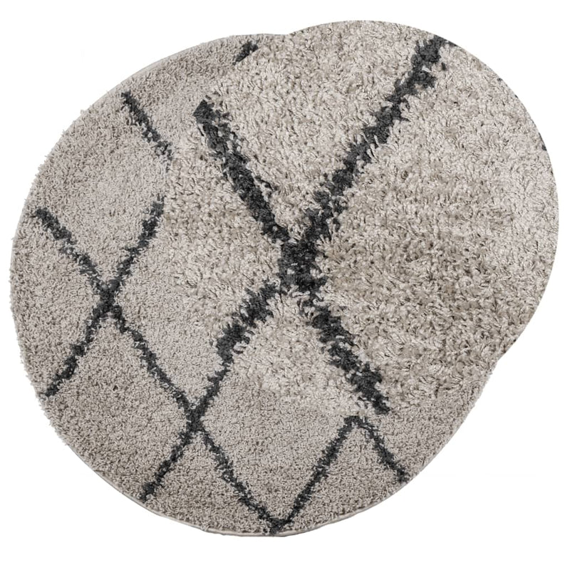 Load image into Gallery viewer, Vidaxl vloerkleed pamplona shaggy hoogpolig ø 100 cm beige antraciet