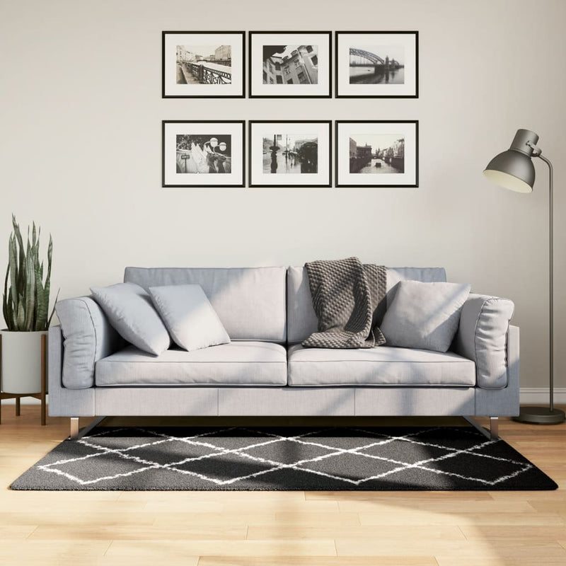 Load image into Gallery viewer, Vidaxl vloerkleed pamplona shaggy hoogpolig 80x150 cm zwart en crème