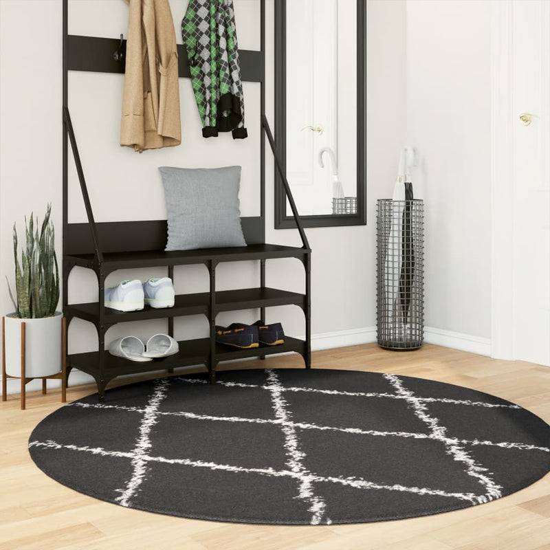 Load image into Gallery viewer, Vidaxl vloerkleed pamplona shaggy hoogpolig ø 160 cm zwart en crème