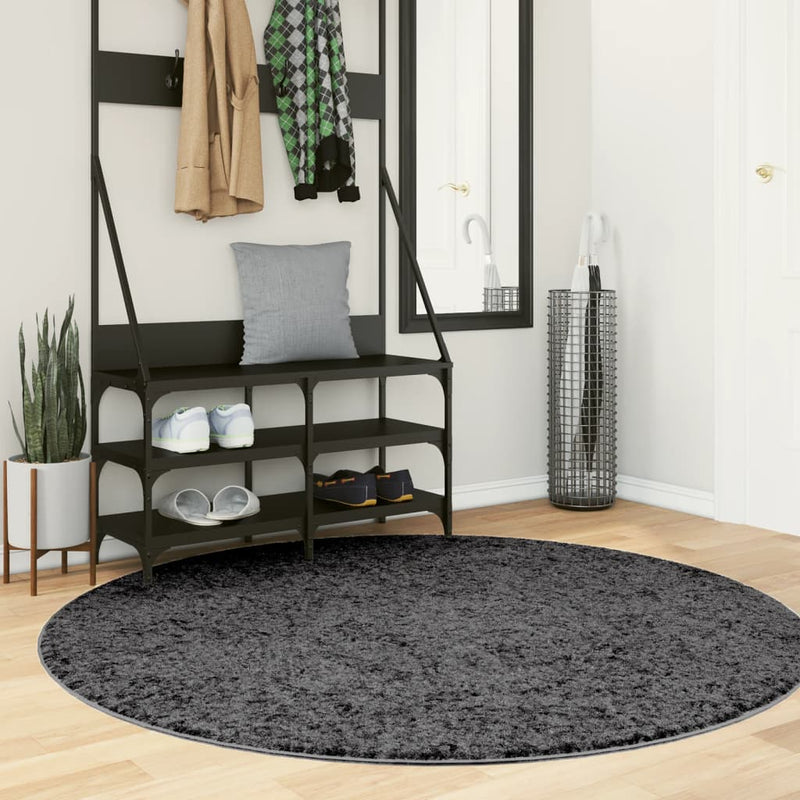 Load image into Gallery viewer, Vidaxl vloerkleed oviedo laagpolig ø 160 cm antracietkleurig