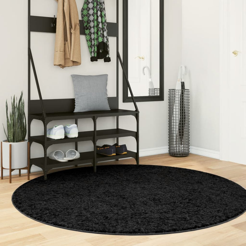 Load image into Gallery viewer, Vidaxl vloerkleed oviedo laagpolig ø 160 cm zwart
