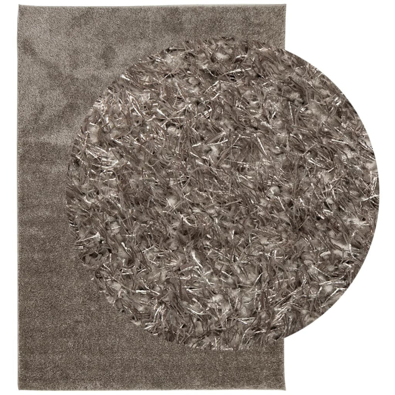 Load image into Gallery viewer, Vidaxl vloerkleed istan hoogpolig glanzend 140x200 cm grijs