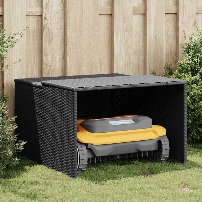 Afbeelding laden in galerijviewer, Vidaxl garage voor robotmaaier 86x90x52 57 cm poly rattan zwart