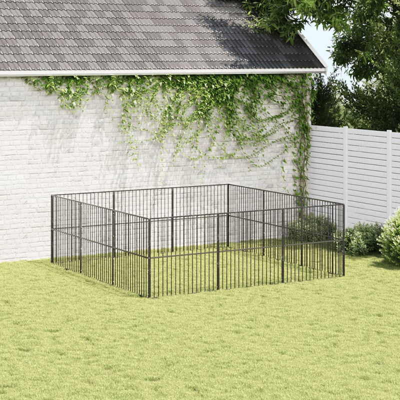Load image into Gallery viewer, VidaXL Hondenkennel 12 panelen gepoedercoat staal zwart