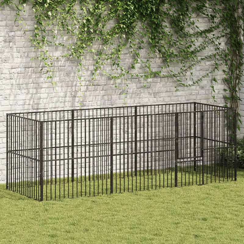 Load image into Gallery viewer, Vidaxl hondenkennel 8 panelen gepoedercoat staal zwart