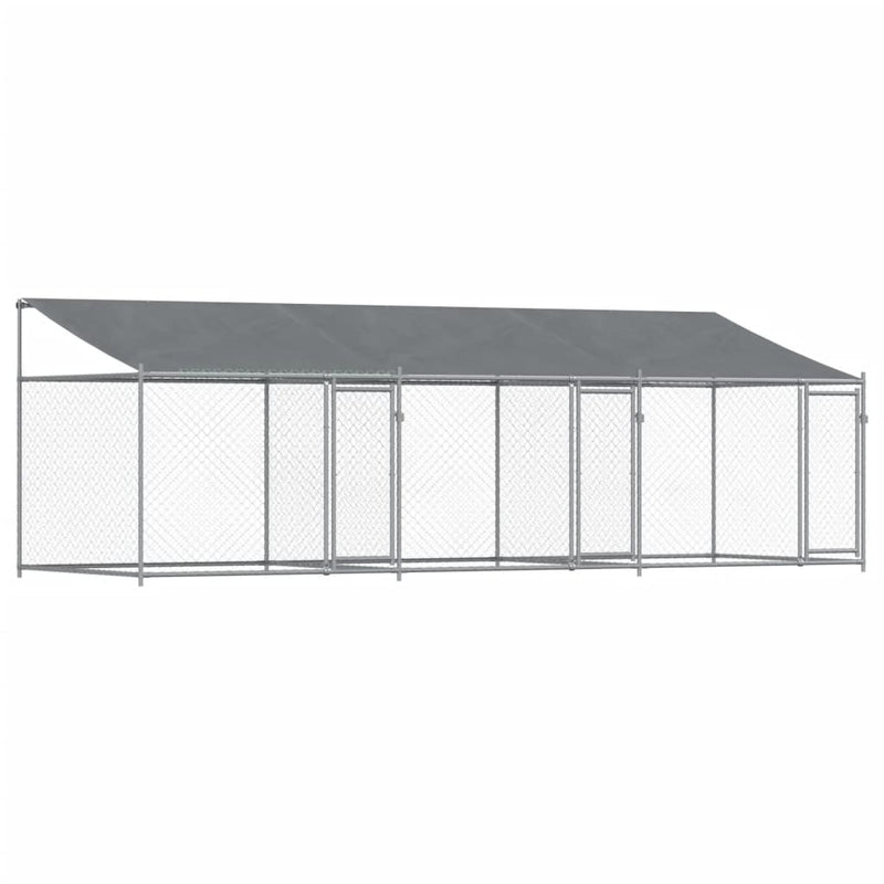 Load image into Gallery viewer, VidaXL Hondenhok met dak en deuren 6x2x2 m gegalvaniseerd staal grijs
