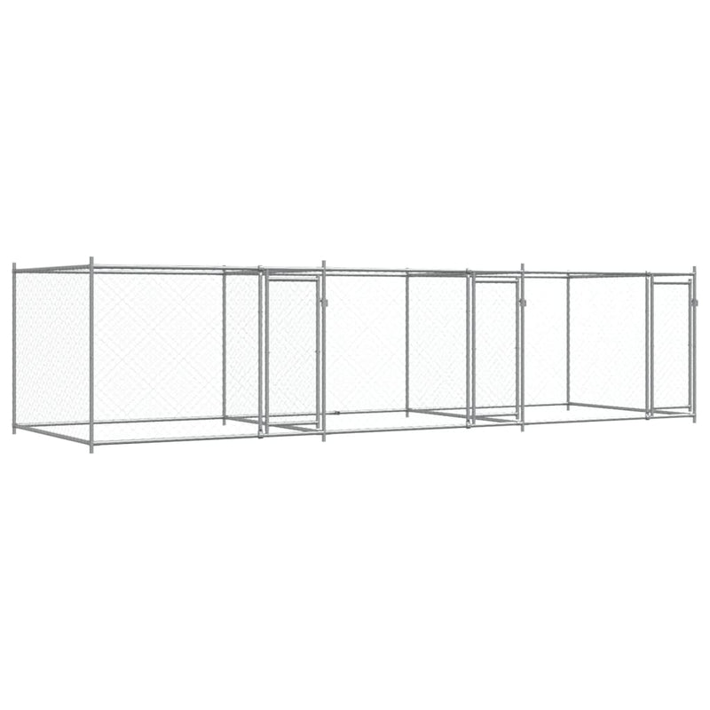 Load image into Gallery viewer, VidaXL Hondenhok met deuren 6x2x1,5 m gegalvaniseerd staal grijs