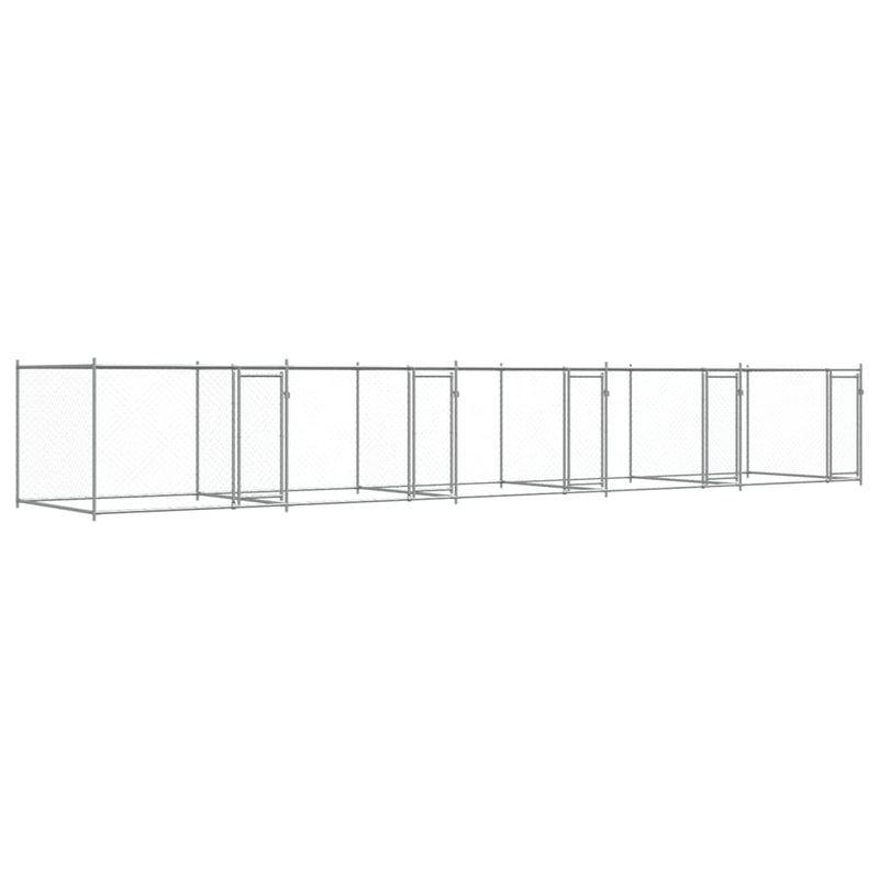 Load image into Gallery viewer, VidaXL Hondenhok met deuren 10x2x1,5 m gegalvaniseerd staal grijs