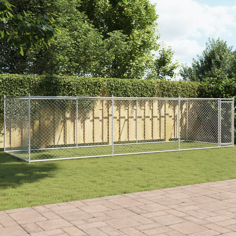 Load image into Gallery viewer, VidaXL Hondenhok met deur 6x2x1,5 m gegalvaniseerd staal grijs
