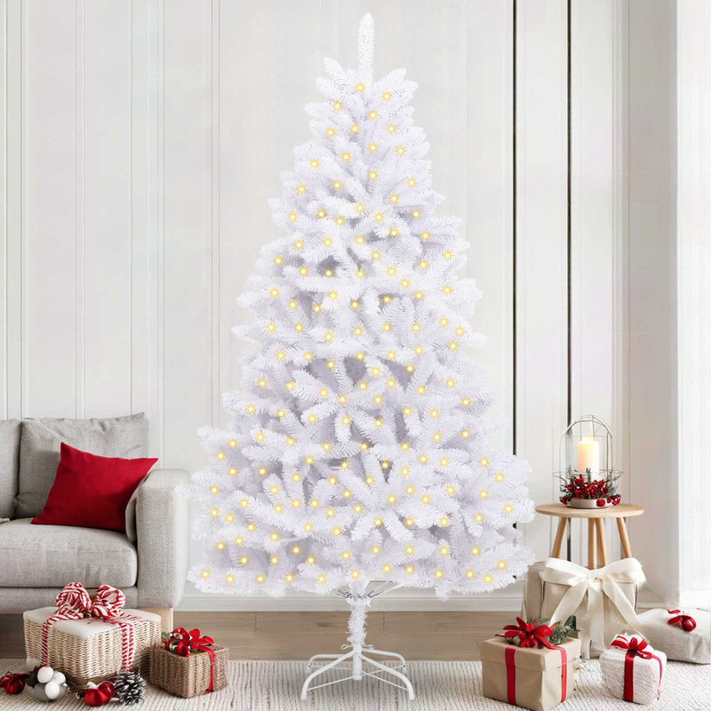 Afbeelding laden in galerijviewer, Vidaxl kunstkerstboom met 300 led wit 240 cm pvc en metaal