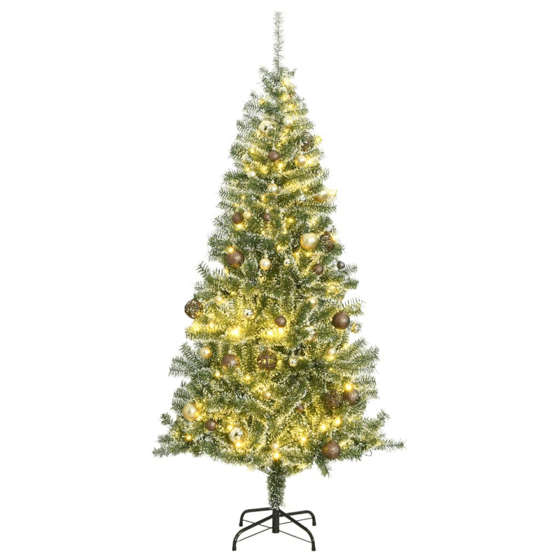 Load image into Gallery viewer, VidaXL Kunstkerstboom met 300 LED's kerstballen en sneeuw 240 cm