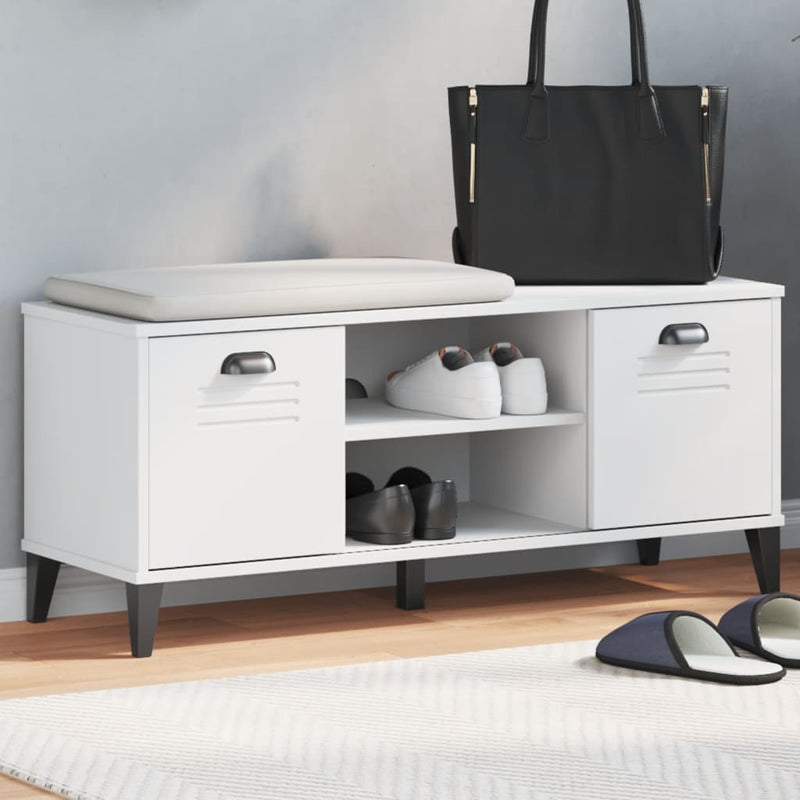 Load image into Gallery viewer, Vidaxl schoenenbank viken 106x35x45 cm bewerkt hout wit