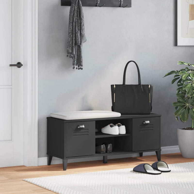 Load image into Gallery viewer, Vidaxl schoenenbank viken 106x35x45 cm bewerkt hout zwart
