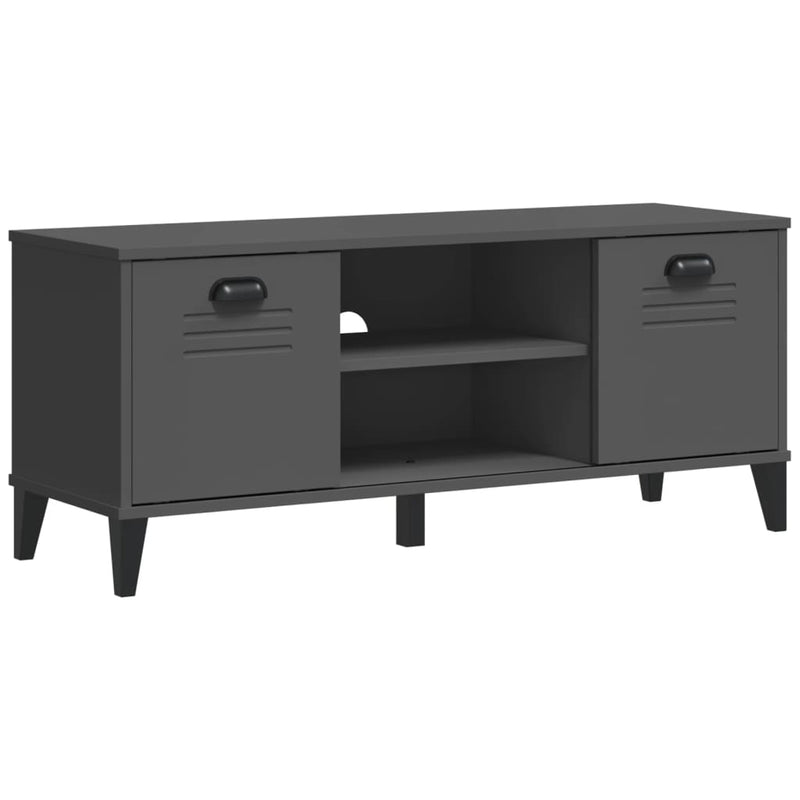 Load image into Gallery viewer, Vidaxl schoenenbank viken 106x35x45 cm bewerkt hout antracietgrijs
