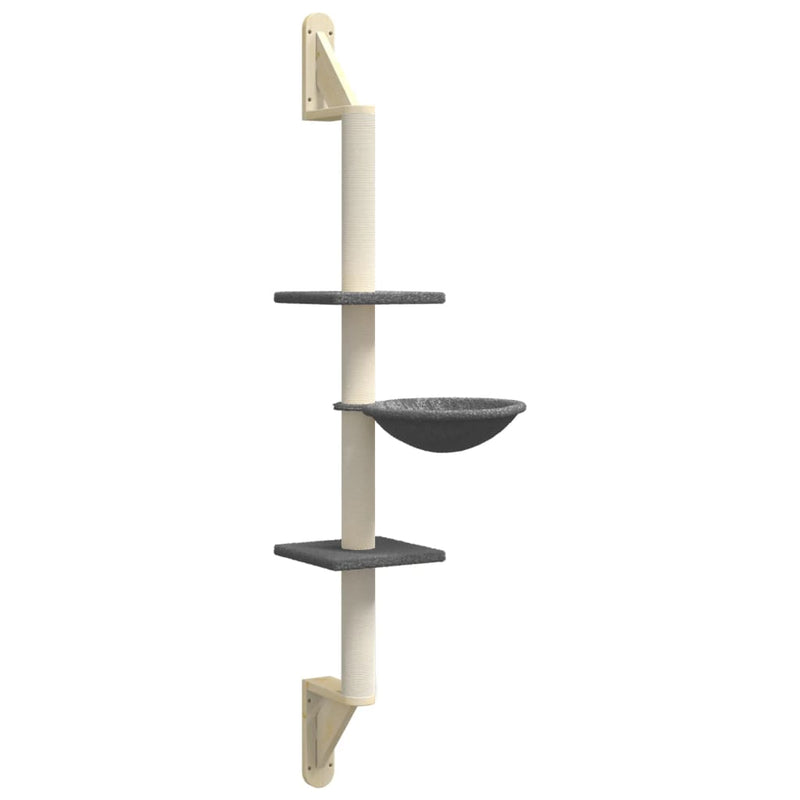 Load image into Gallery viewer, VidaXL Kattenmeubel wandgemonteerd met krabpaal 142,5 cm donkergrijs