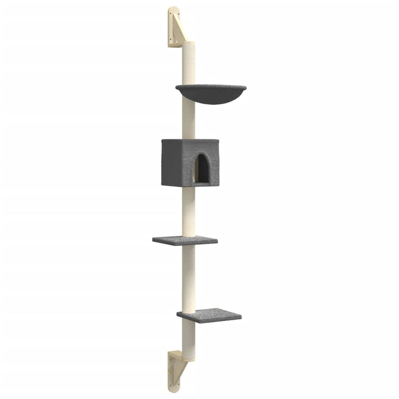 Load image into Gallery viewer, VidaXL Kattenmeubel wandgemonteerd met krabpaal 187 cm donkergrijs