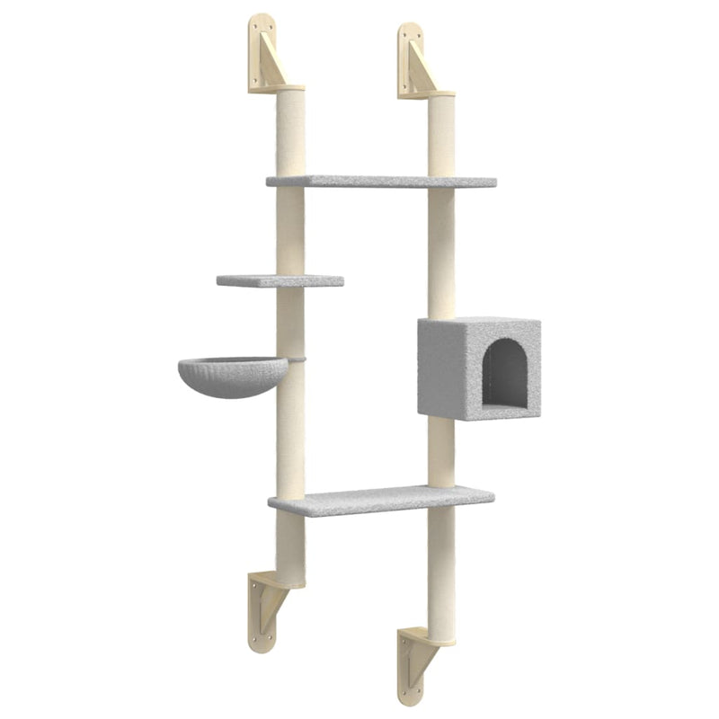 Load image into Gallery viewer, Vidaxl kattenmeubel wandgemonteerd met krabpaal 180 cm lichtgrijs