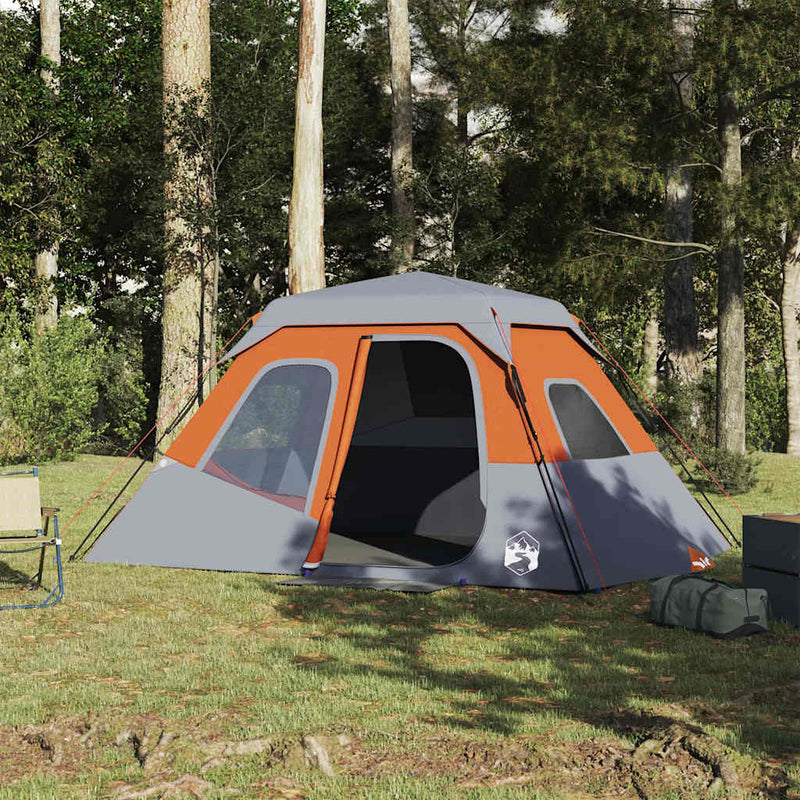 Load image into Gallery viewer, Vidaxl tent 6-persoons waterdicht snelontgrendeling grijs en oranje