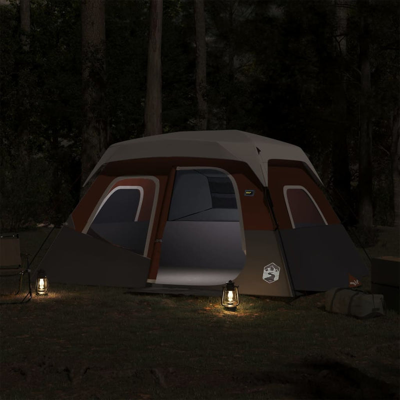 Load image into Gallery viewer, Vidaxl tent met led 6-persoons snelontgrendeling lichtgrijs en oranje