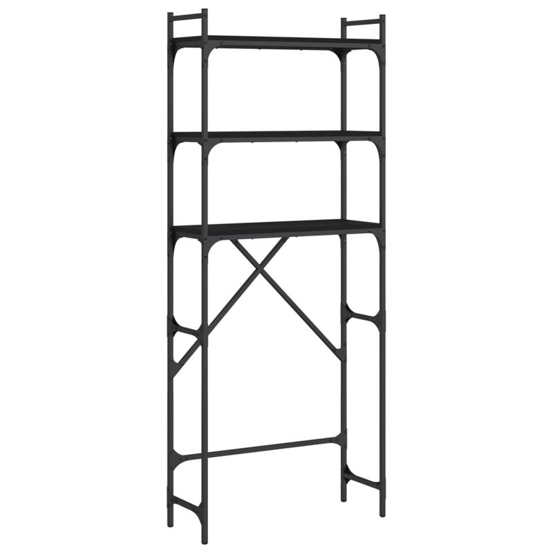Load image into Gallery viewer, Vidaxl wasmachinerek 67x25x163 cm bewerkt hout zwart
