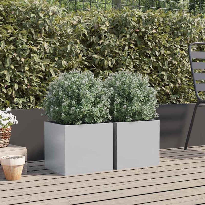Load image into Gallery viewer, Vidaxl plantenbakken 2 st 32x30x29 cm gegalvaniseerd staal zilverkleur