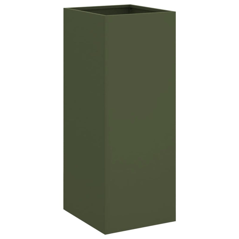 Afbeelding laden in galerijviewer, Vidaxl plantenbak 32x29x75 cm staal olijfgroen