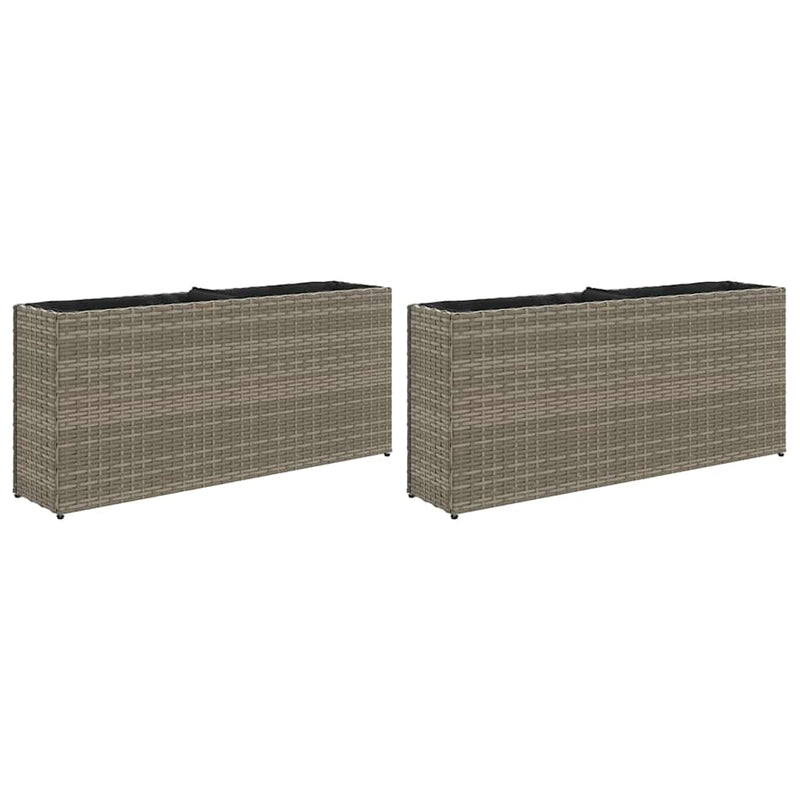Afbeelding laden in galerijviewer, Vidaxl plantenbakken met 2 potten 2 st 90x20x40 cm poly rattan grijs