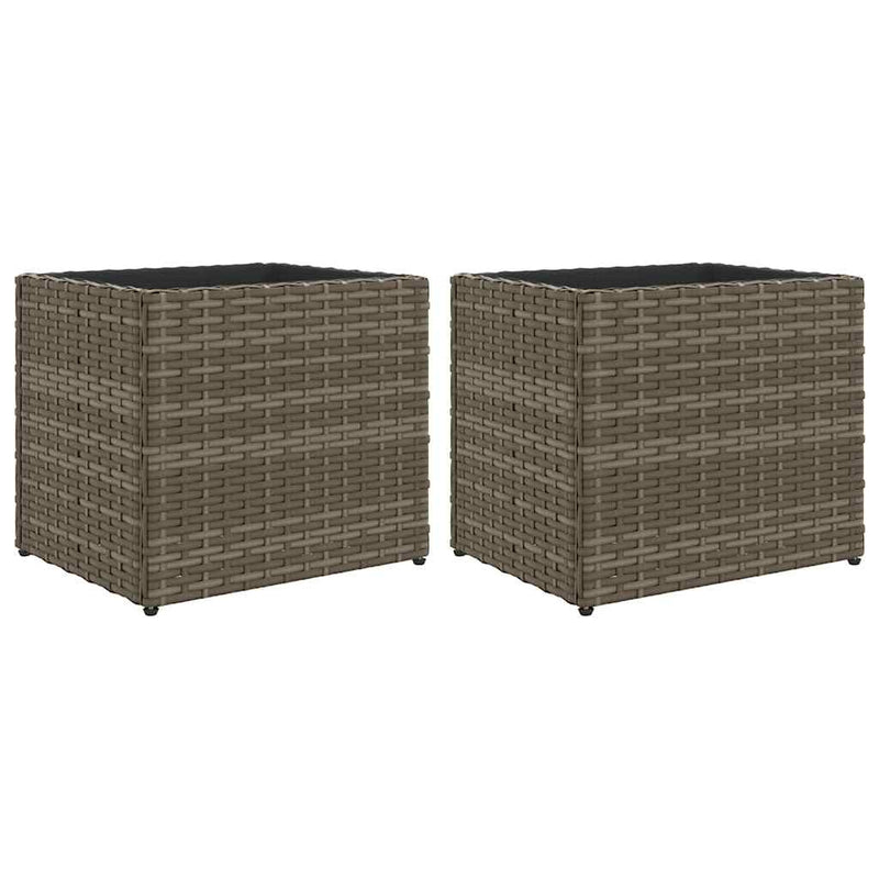 Load image into Gallery viewer, VidaXL Plantenbakken 2 st 36x30x32 cm poly rattan grijs